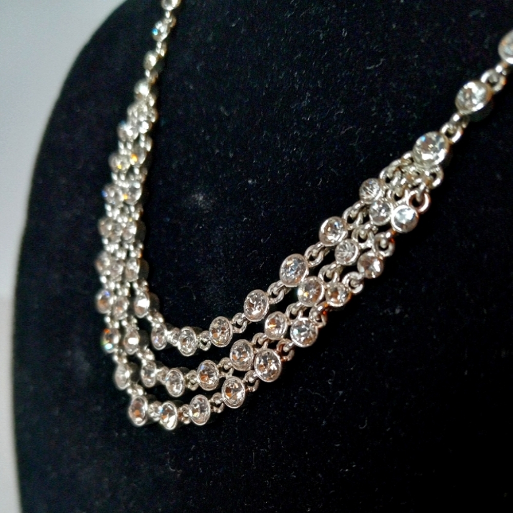Silver Tone And Crystal Necklace